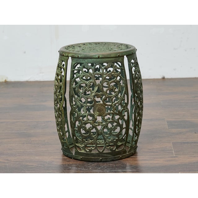 Midcentury Bronze Garden Seat with Openwork Foliate Design For Sale In Atlanta - Image 6 of 10
