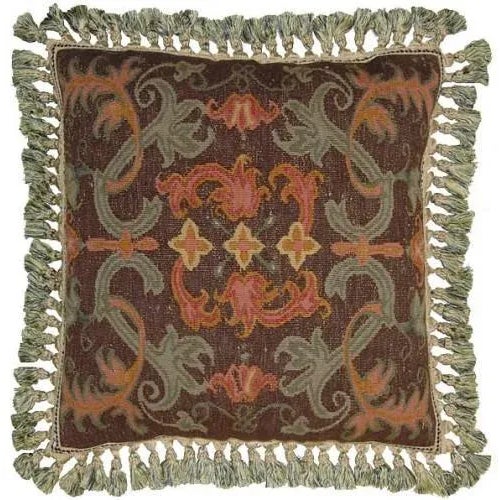 Contemporary Aubusson Flourishes Throw Pillow For Sale - Image 3 of 3