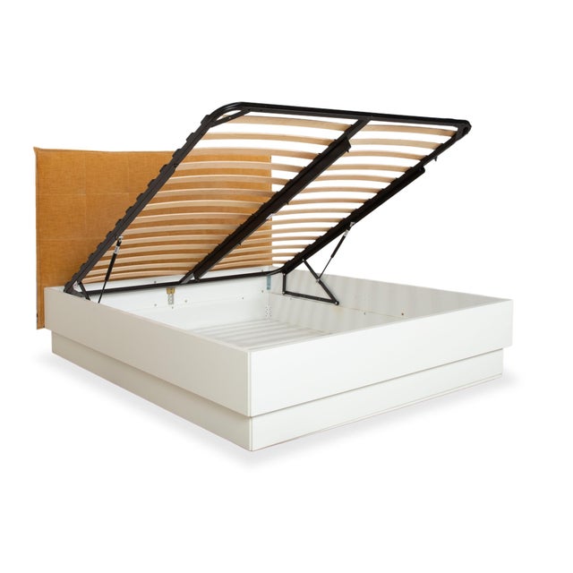 Lugano Fabric Bed Frame in Yellow, White and Curry with Manual Function by BoConcept For Sale - Image 4 of 16