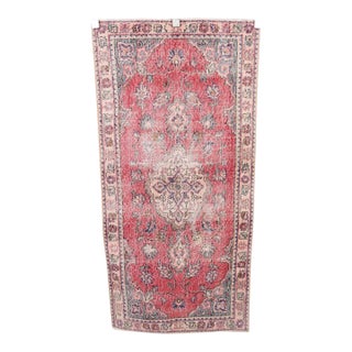 1970s Vintage Turkish Oushak Handmade Wool Cotton Red Area Rug For Sale