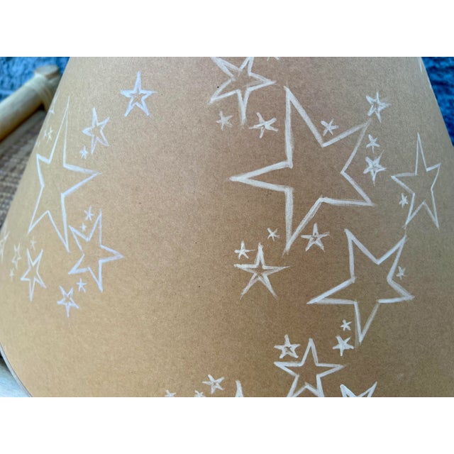 Star Dust Hand Painted Tan Paper Lampshade For Sale - Image 4 of 8