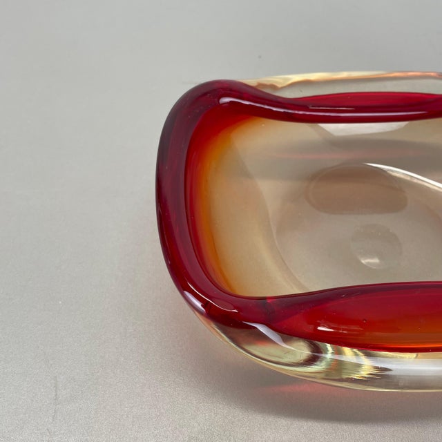 Gold Italian Murano Glass Red-Yellow Bowl, 1970s For Sale - Image 8 of 18