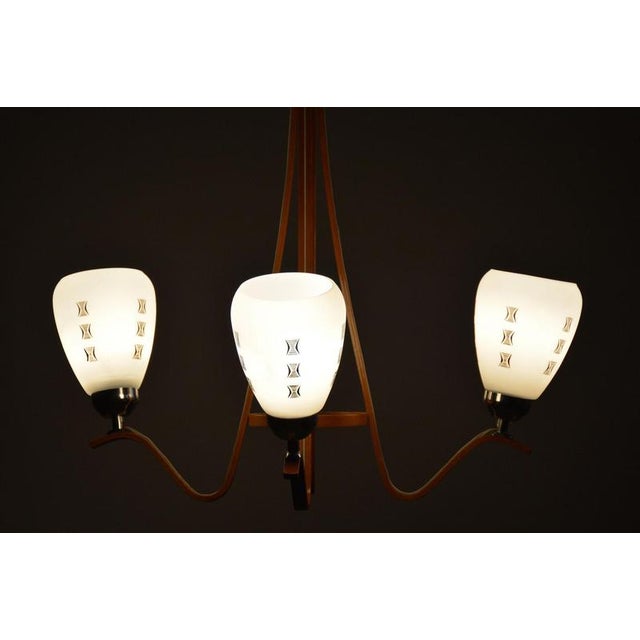 Mid-Century Chandelier in Beech and Glass from Dřevo Humpolec, Czech, 1960s For Sale - Image 12 of 13