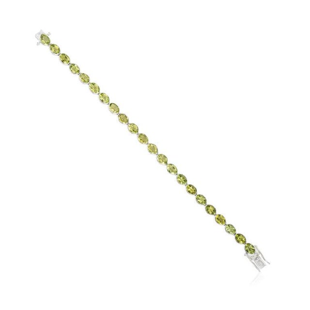 Not Yet Made - Made To Order Oval Cut Peridot Gemstone Tennis Bracelet in 925 Sterling Silver by Caratandher For Sale - Image 5 of 11