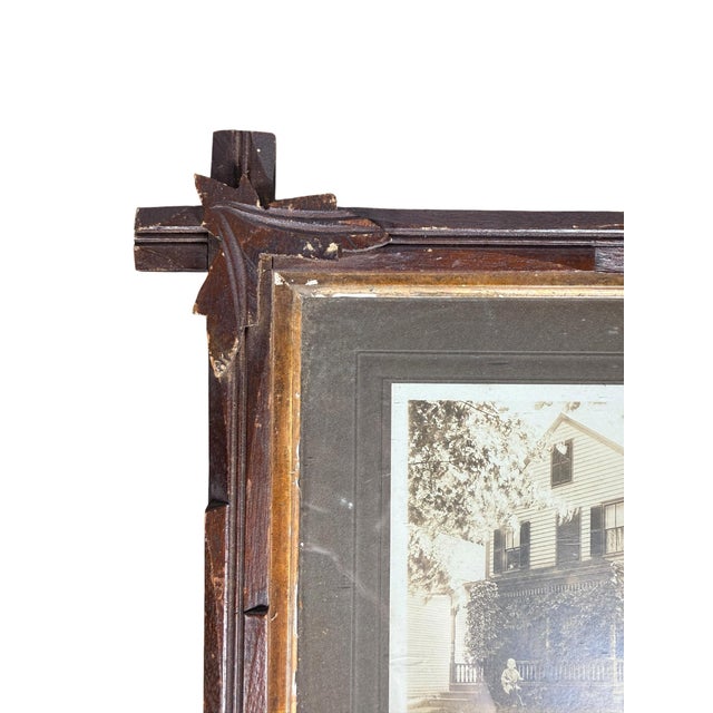Up for sale today is a beautiful framed early 1900s photograph of a child riding a bicycle in front of their home. What...