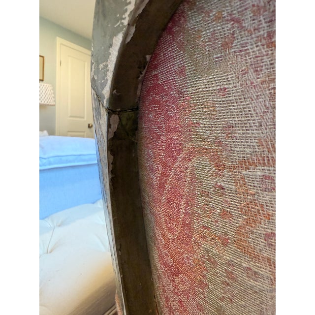 Wood Pair of Petit Antique Chairs With Brocade Rose Colored Striped Fabric For Sale - Image 7 of 11