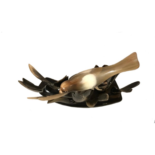 Italian Unique Italian Mid Century Bird on Cactus Animal Horn Sculpture For Sale - Image 3 of 5