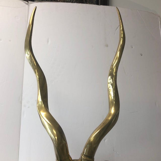 Hollywood Regency Hollywood Regency Brass Gazelle Head Statue For Sale - Image 3 of 13