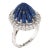 Mid 20th Century Fluted Lapis Lazuli Diamond Ring 18k White Gold Mid Century Sz 5.75 For Sale