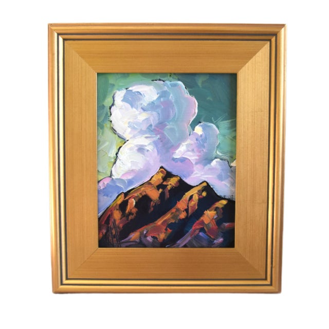 2020s William Hawkins Listed Artist Puffy Clouds & Landscape Painting Including the Antiqued Gold Wood Frame For Sale - Image 5 of 7
