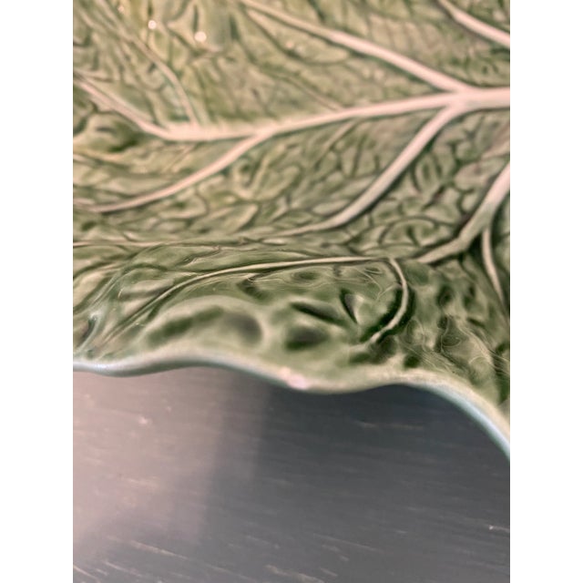 Green Vintage Bordallo Pinheiro Cabbage Leaf Serving Bowl For Sale - Image 8 of 10