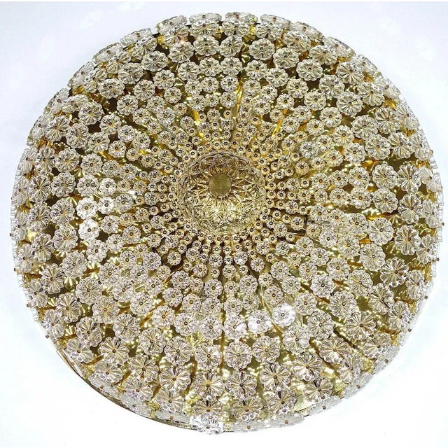 Gold Austrian Crystal Flowers Ceiling Lamp by Emil Stejnar, 1960s For Sale - Image 8 of 13