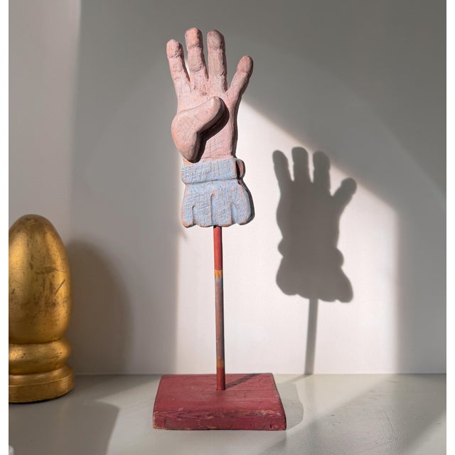Odd Fellows Folk Art Wood Sculpture, Vintage Heart in Hand Carving For Sale In Boston - Image 6 of 12