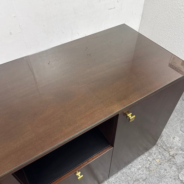 Lily Jack Walnut Bespoke Credenza + Glass Top For Sale - Image 12 of 12