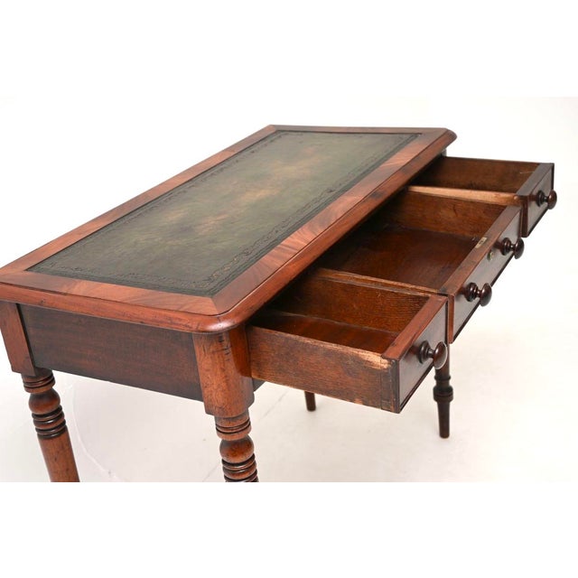 Antique Early Victorian Leather Top Writing Table, 1830s For Sale - Image 10 of 11