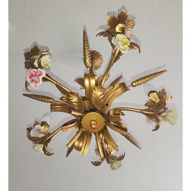 Chandelier with Porcelain Flowers by Neheim Hüsten, 1960s For Sale - Image 6 of 18