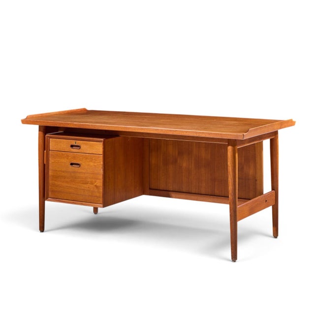 Mid-Century Modern Arne Vodder for Sibast Mid Century Danish Teak Executive Desk For Sale - Image 3 of 10