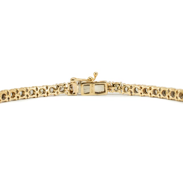 Gold Men’s 10k Yellow Gold 3.54ct Illusion Setting Diamond Tennis Bracelet For Sale - Image 8 of 8