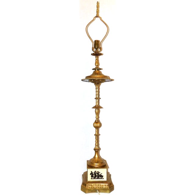 Vintage Large Baroque Style Candlestick Lamp Depicting Artemis and Her Followers For Sale - Image 9 of 18