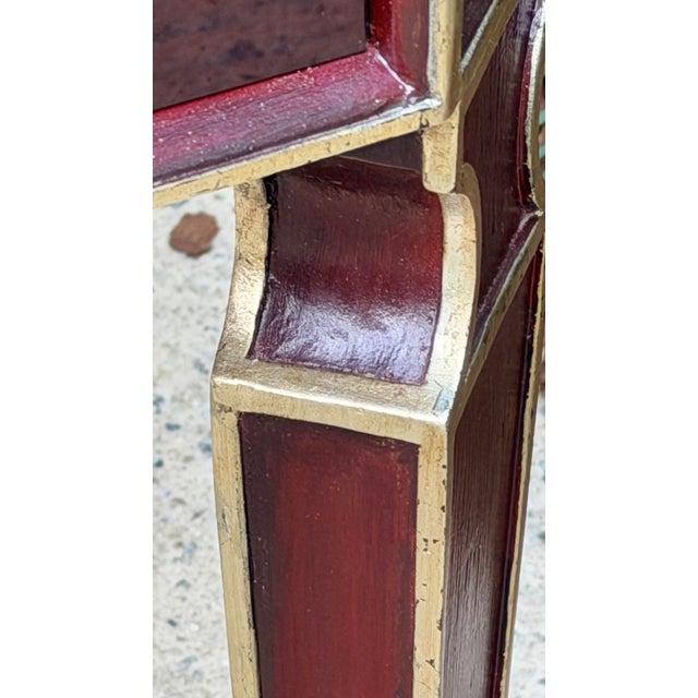 Vintage Art Deco Style Deep Burgandy Lacquered Coffee Table With Gold Accents For Sale - Image 10 of 12