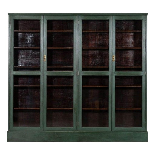 Large 19th Century English Mahogany Glazed Bookcase, 1890s For Sale