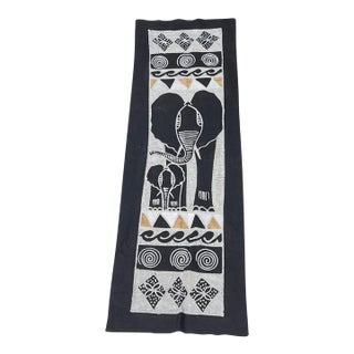 Early 20th Century Black African Handprinted Table Runner For Sale