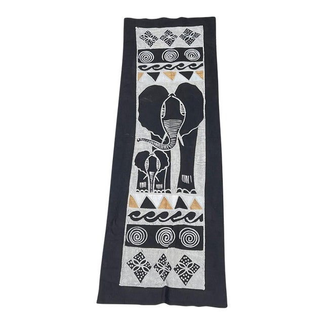 Early 20th Century Black African Handprinted Table Runner For Sale
