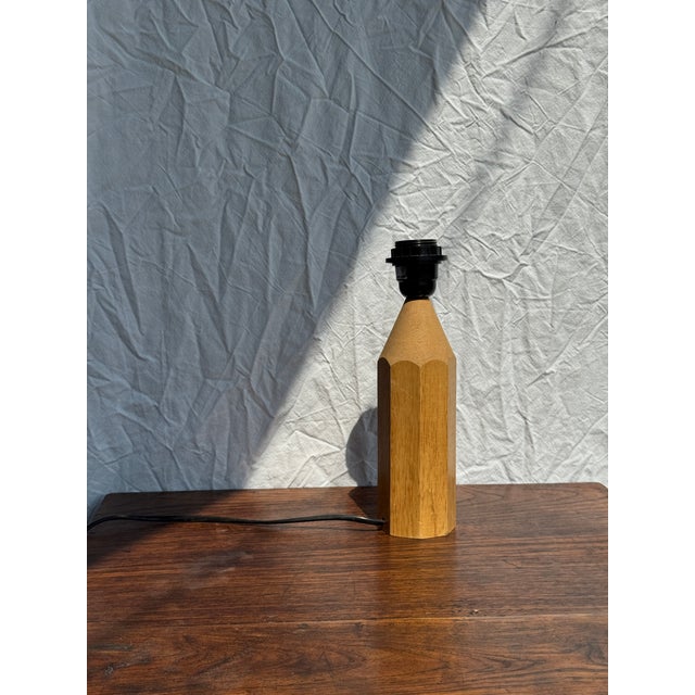1980s Vintage Natural Wood Pencil Lamp Base from Tarogo, 1980s For Sale - Image 5 of 15