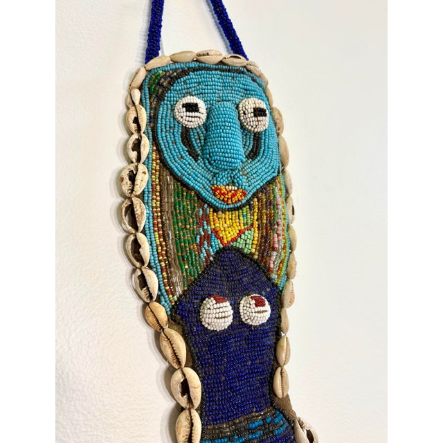 African Vintage Yoruba Beaded Wall Hanging With Cowrie Shells (Diviner's Panel) For Sale - Image 3 of 7