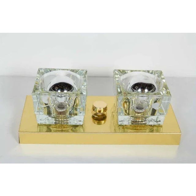 Brass Mid-Century Modern Brass and Glass Cube Sconces by Gaetano Sciolari - a Pair For Sale - Image 8 of 11