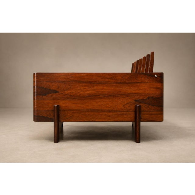 Pair of Brazilian Modern Rosewood and Mohair Armchairs by Bertomeu, 1960s For Sale - Image 9 of 18