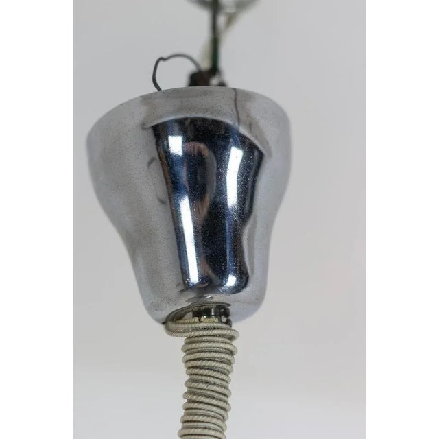 Metal Industrial Style Pendant Light in Brushed and Opaline Metal, 1970s For Sale - Image 7 of 13