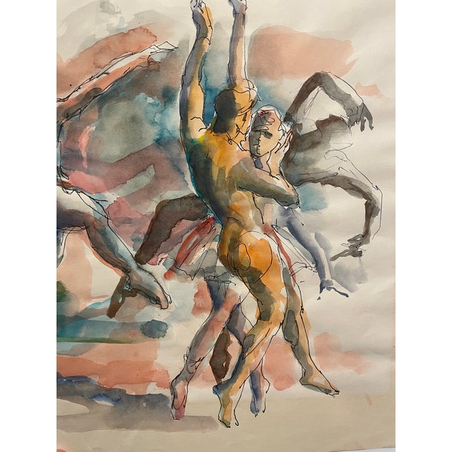 George Robert Chavatel (1930-2006) dancing male nudes, watercolor and ink on paper, singed lower left. A native of...