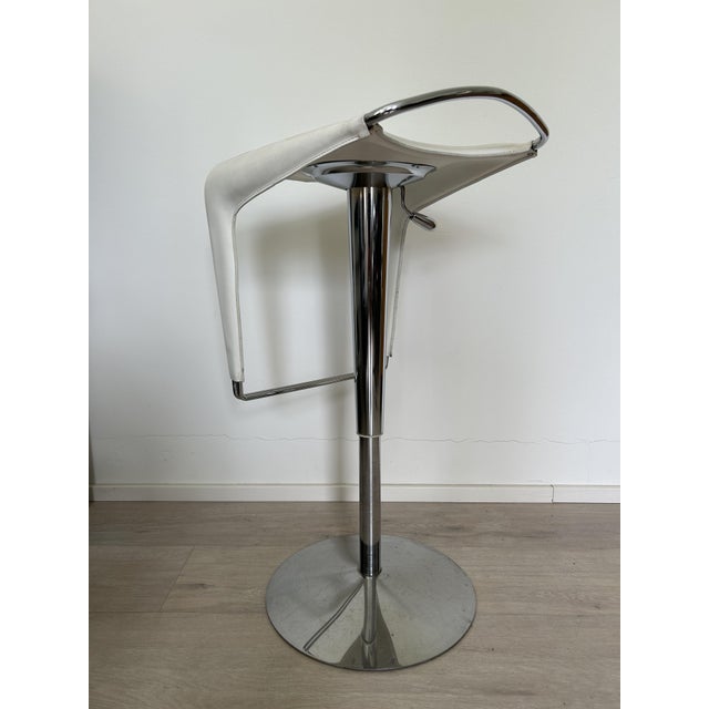 White Vintage Italian Leather Bar Stool, 1980s For Sale - Image 8 of 12