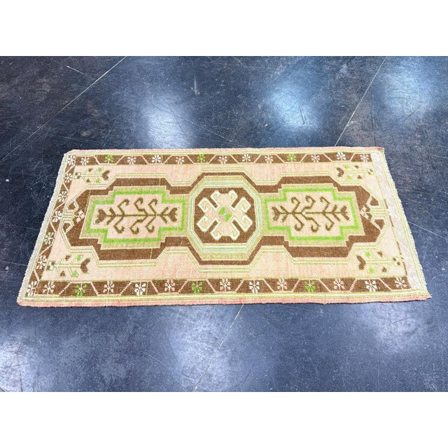 Turkish Turkish Mini Rug Oriental Hand Knotted Vintage Rug 1'9" x 3'5" #17736 For Sale - Image 3 of 8
