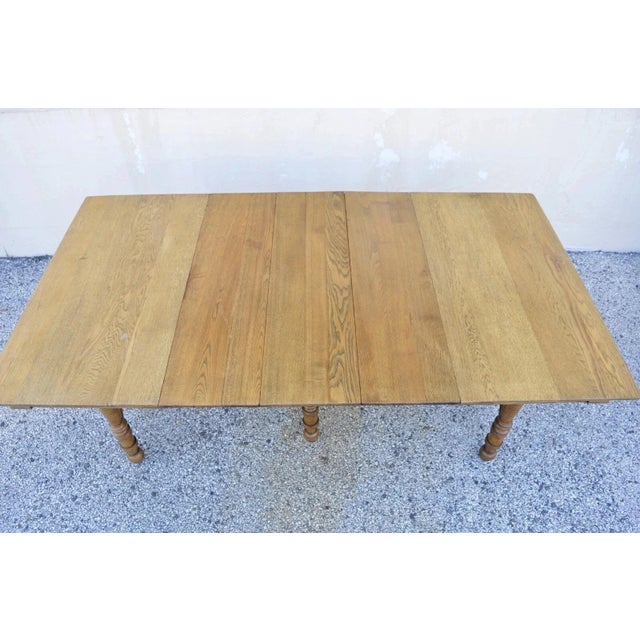 Antique American Victorian Oak Wood Square Extension Dining Table With 3 Leaves For Sale - Image 10 of 13