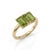 Contemporary 18k Gold Plated Emerald-Cut Peridot Toi Et Moi Engagement Ring Us 7 For Sale - Image 3 of 4