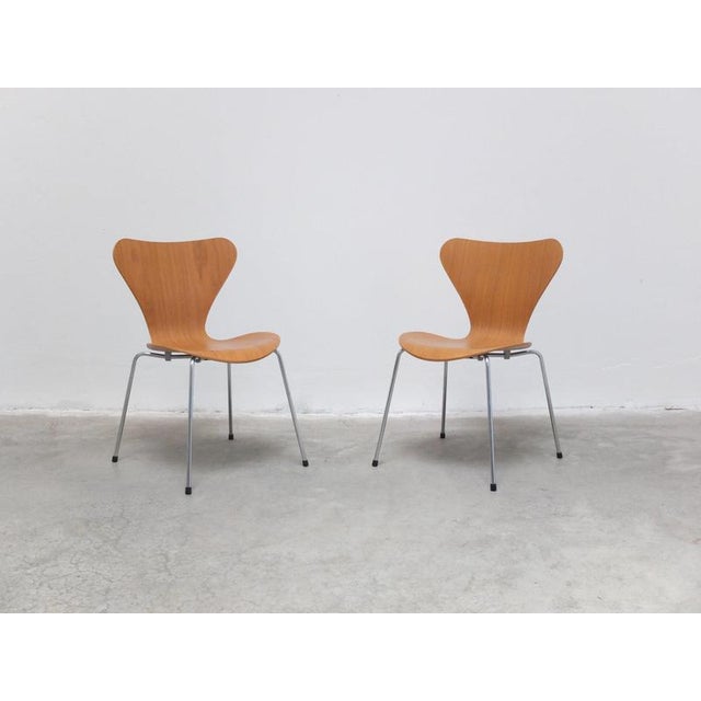 Wood Series 7 Chairs in Oak by Arne Jacobsen for Fritz Hansen, 1955, Set of 2 For Sale - Image 7 of 12
