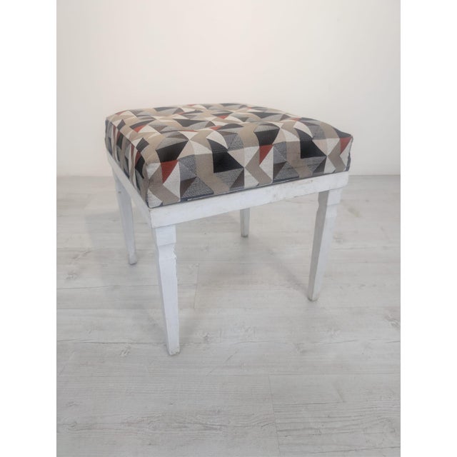 Wood Pouf with Ladder in Grey and Brown For Sale - Image 7 of 13