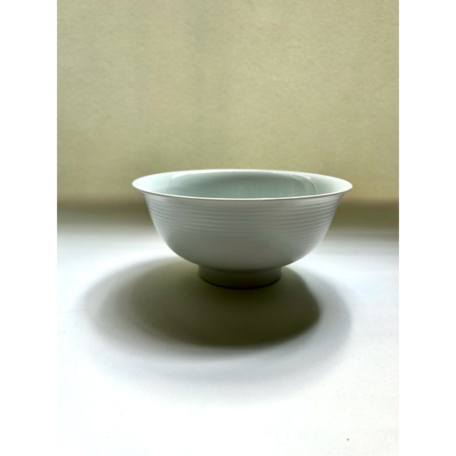 Jack Lenor Larsen for Dansk "Tapestries" Winter White ribbed Porcelain Bowl, circa 1990’s. Vegetables. Salads. Pasta....