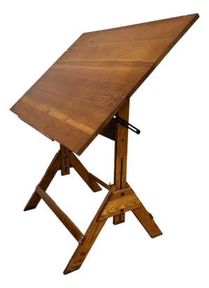 Vintage Oak and Birch Adjustable Drafting Table or Desk