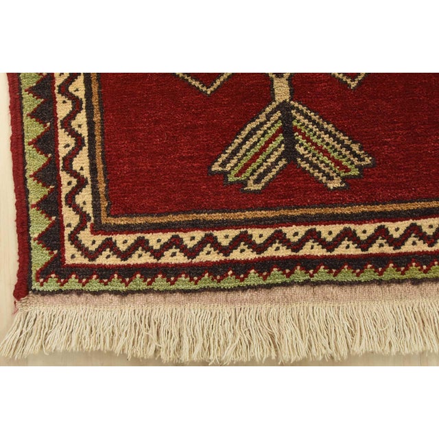 Textile Malatya Rug 1’9” X 3’7” Red Wool Vintage Tribal Hand-Knotted Oriental Carpet For Sale - Image 7 of 9