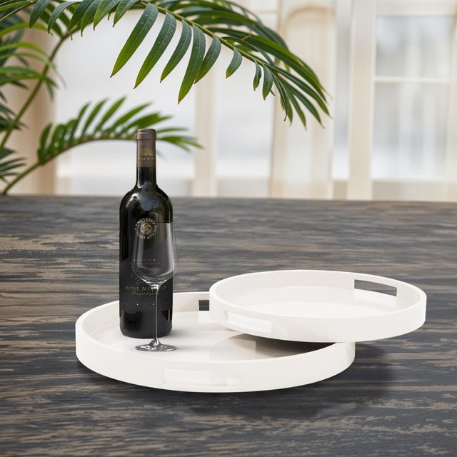 Saint Tropez Round Tray Set of 2 - Chalk For Sale - Image 9 of 10
