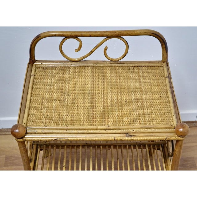 Wood Vintage Rattan and Vienna Straw Bedside Tables, 1960s, Set of 2 For Sale - Image 7 of 10