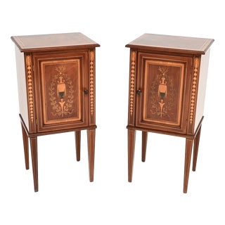 Antique Edwardian Inlaid Bedside Cabinets, 1900, Set of 2 For Sale