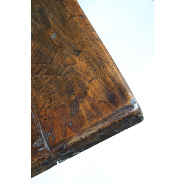 Coffee Antique Walnut Poplar Trestle Table For Sale - Image 8 of 9