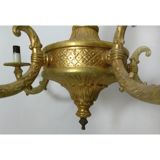 Metal Vintage Gold - Fished Metal Chandelier For Sale - Image 7 of 8