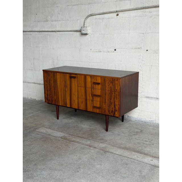 Rosewood Sideboard Credenza With Drawers and Storage Cabinet Denmark 1960s For Sale - Image 10 of 10
