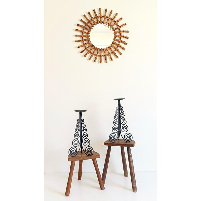 Baroque Large Spanish Cortijo Style Black Forged Iron Candelabras, Spain, 1970s, Set of 2 For Sale - Image 3 of 18