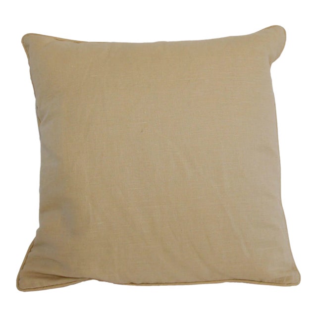 Vintage Belgium Linen Beige Country Throw Pillow For Sale
